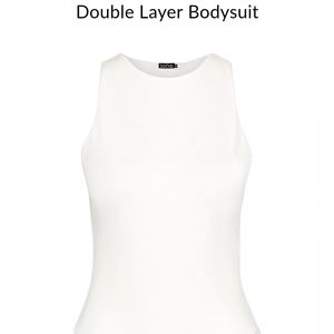 NWT Boohoo white  slinky double layer bodysuit